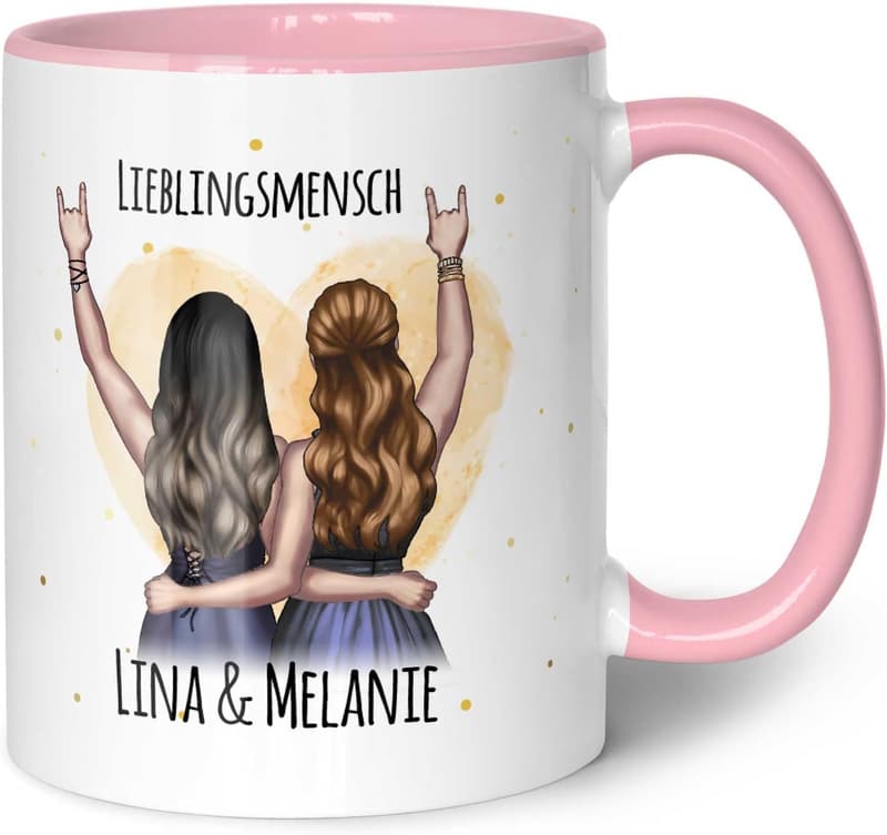 Personalisierbare Tasse für beste Freundin - Rosa mit Gravur