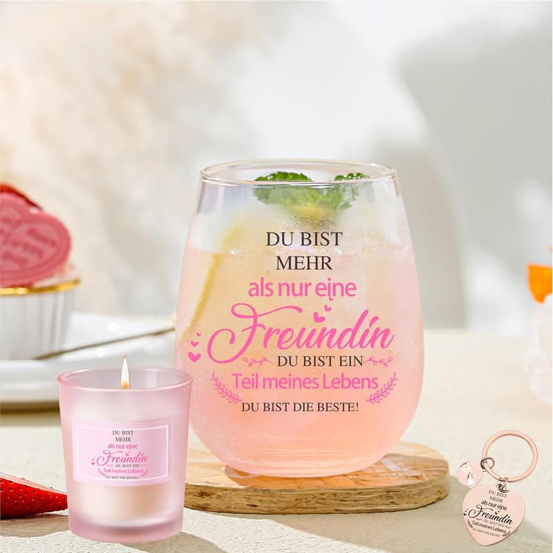 Personalisierte Weingläser 480ml für Frauen – Geburtstagsgeschenk Freundschaft