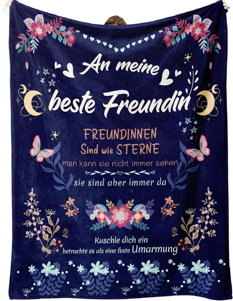 Geschenk für beste Freundin: Flauschige Decke in Marineblau 152 x 127 cm