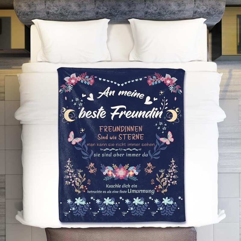 Geschenk für beste Freundin: Flauschige Decke in Marineblau 152 x 127 cm