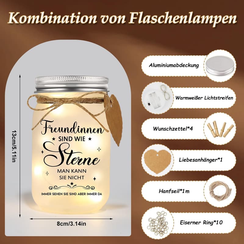 LED Flaschenlicht mit Spruch für beste Freundin – Geschenkidee zum Geburtstag