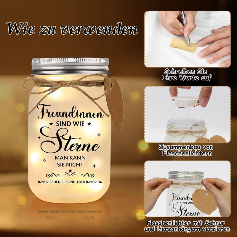 LED Flaschenlicht mit Spruch für beste Freundin – Geschenkidee zum Geburtstag