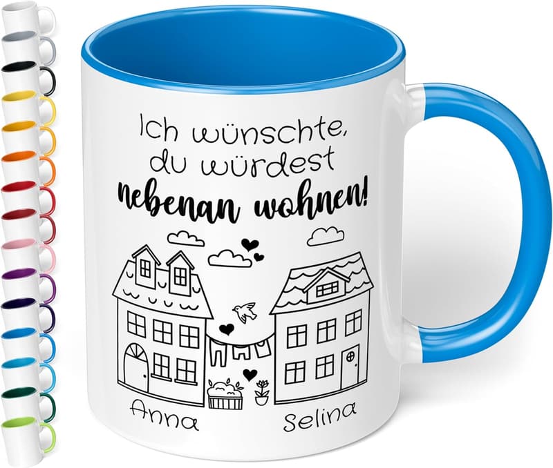 Personalisierte Abschiedstasse für beste Freundin – Keramik 330ml, Cambridge Blau