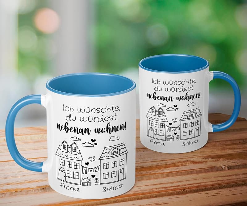 Personalisierte Abschiedstasse für beste Freundin – Keramik 330ml, Cambridge Blau
