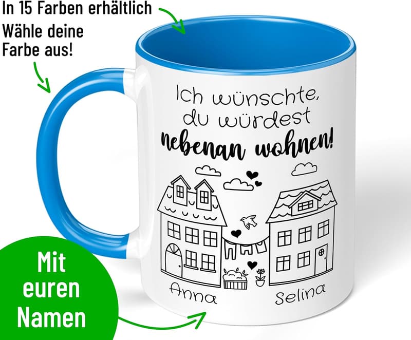 Personalisierte Abschiedstasse für beste Freundin – Keramik 330ml, Cambridge Blau