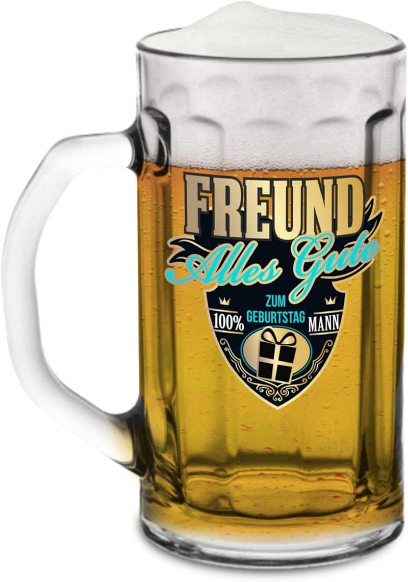 Bierkrug 0,5l mit Geschenkbox – Praktisches Geburtstagsgeschenk für Freunde