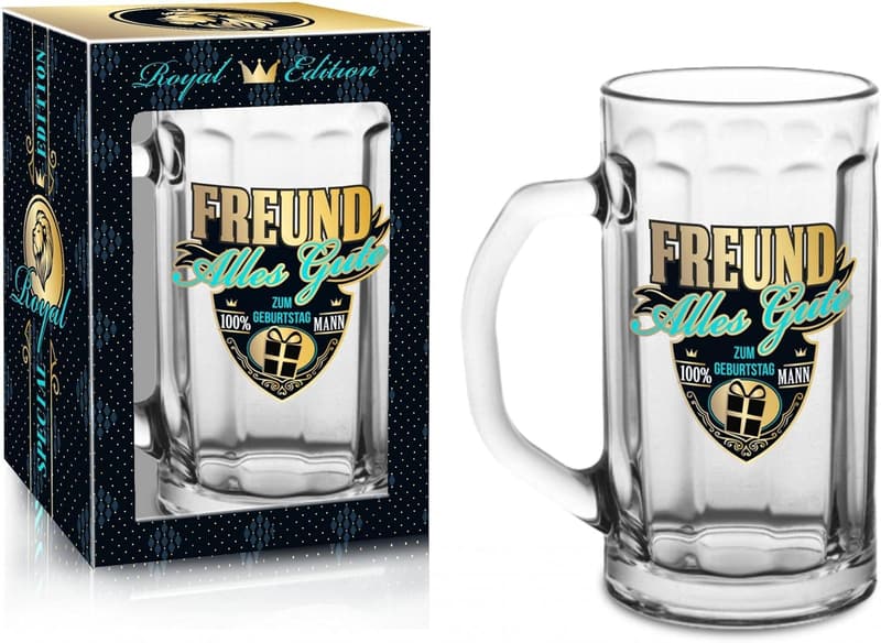 Bierkrug 0,5l mit Geschenkbox – Praktisches Geburtstagsgeschenk für Freunde