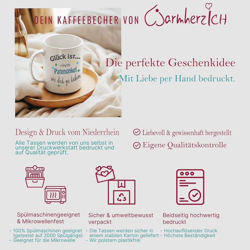 Kaffeetasse „Glück ist…“ - Liebevoll bedruckter Becher für Freunde