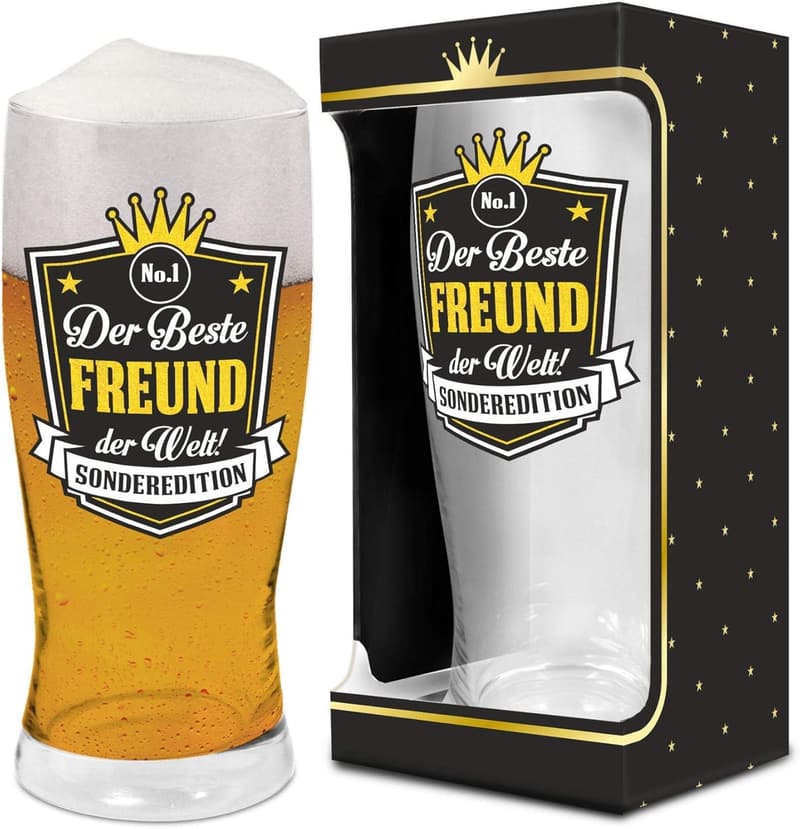 Freund Bierglas 0,5l â Geschenkbox zum Geburtstag und Jahrestag