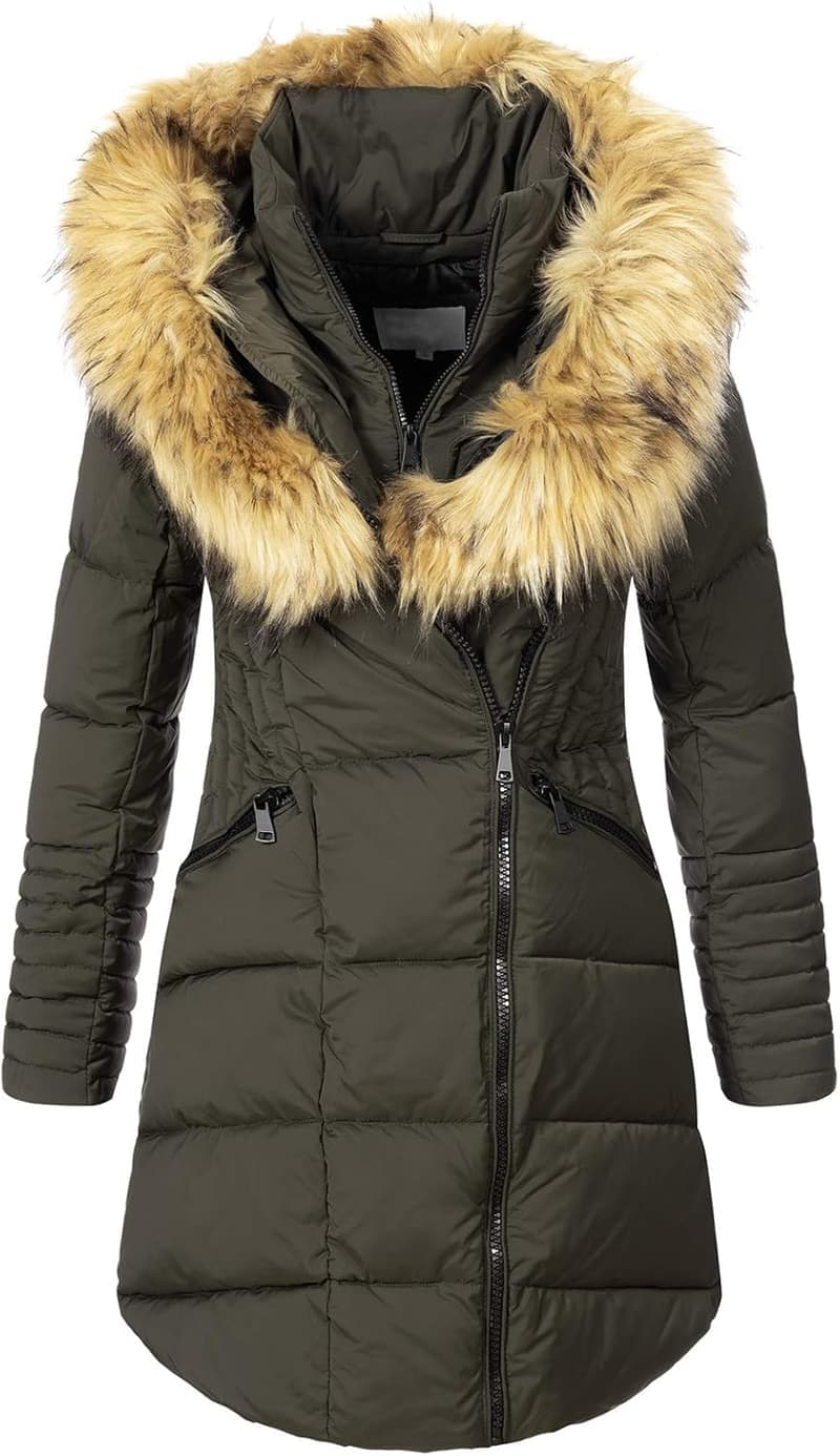 Damen Winterjacke mit Kunstfellkragen – Rock Creek D-434