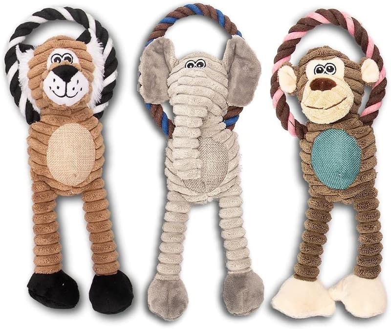 Interaktives Plüschspielzeug für Hunde – 4er Set mit Quietschern