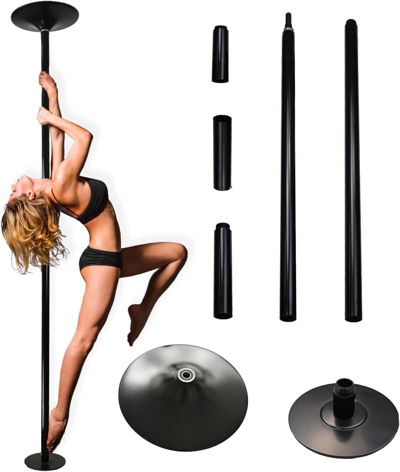 Profi Pole Dance Stange 231-274 cm, schwarz, ohne Bohren, Static & Spinning