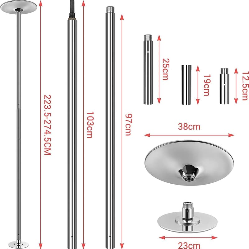 TLGREEN Höhenverstellbare Pole Dance Stange aus Edelstahl, 45 mm