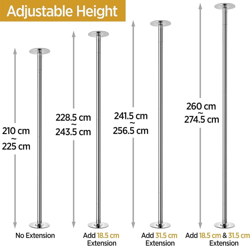 Yaheetech Höhenverstellbare Tanzstange für Pole Dance, 225-274,5 cm