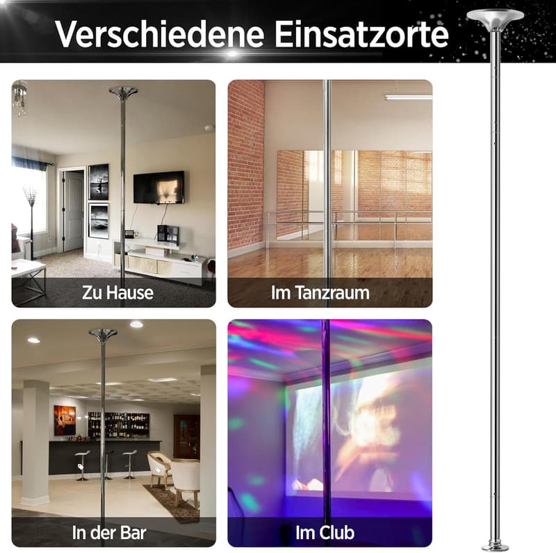 Yaheetech Pole Dance Stange, höhenverstellbar 216,5-275 cm, Statisch & Spinning
