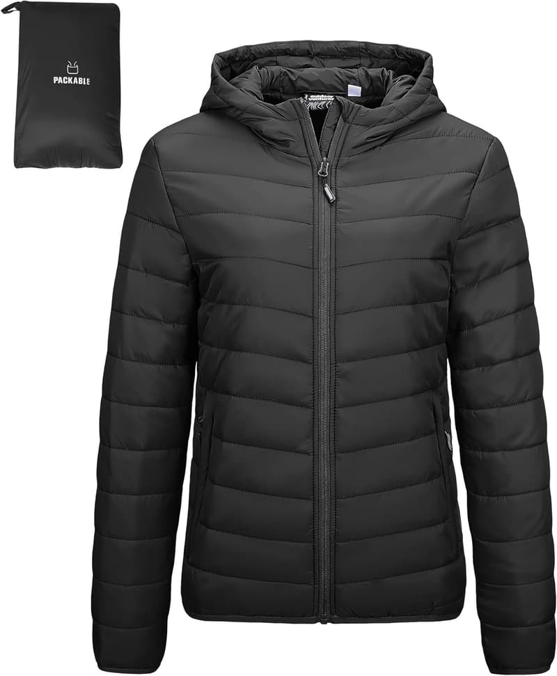 Leichte Steppjacke für Frauen – packbare Winterjacke mit Kapuze