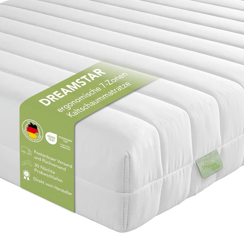 Ergonomische Kaltschaummatratze DREAMSTAR 120x200 cm, H2/H3, Öko-Tex