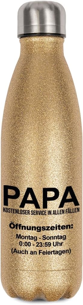 Edelstahl Trinkflasche mit Glitzer 750ml – Geschenk für Papa zum Vatertag