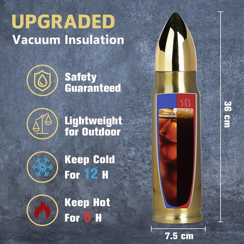 Edelstahl Thermoskanne (1L) – Geschenk für Männer, Jäger, Vater