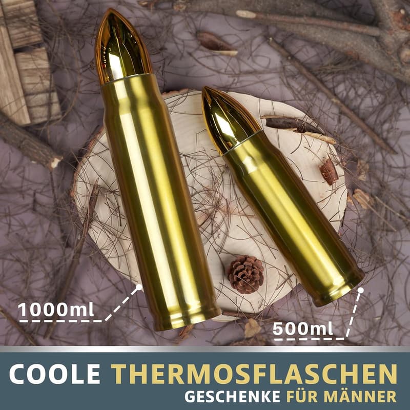 Edelstahl Thermoskanne (1L) – Geschenk für Männer, Jäger, Vater