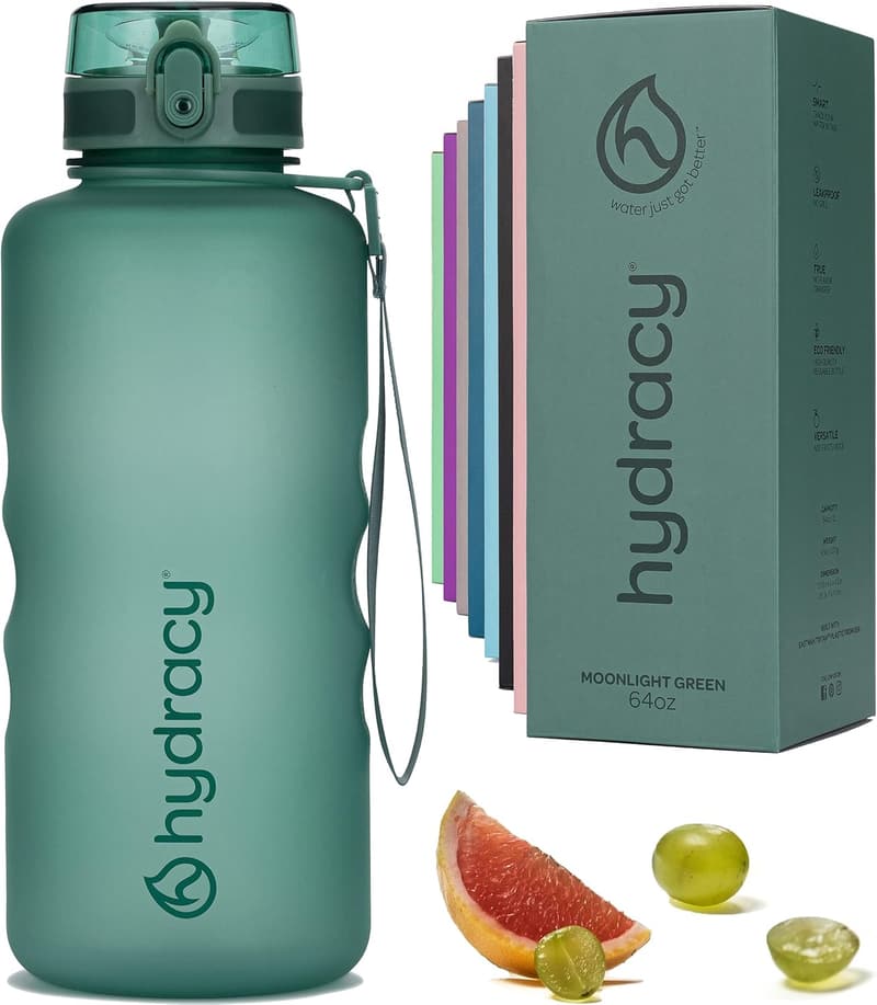 Hydracy 2L BPA-freie Sportflasche mit Fruchteinsatz und Zeitmarkierung