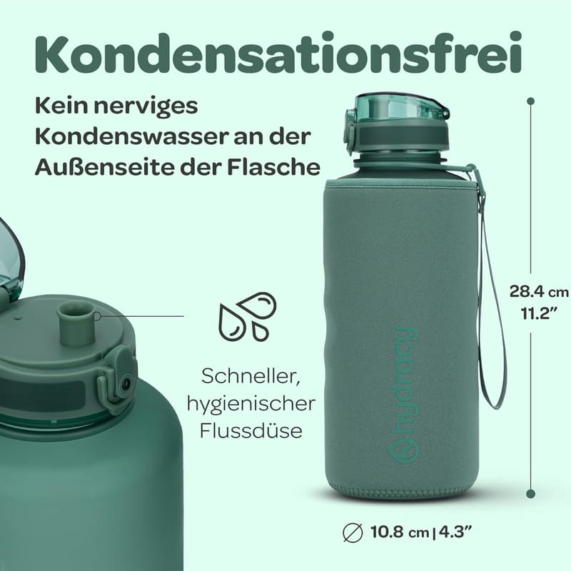 Hydracy 2L BPA-freie Sportflasche mit Fruchteinsatz und Zeitmarkierung