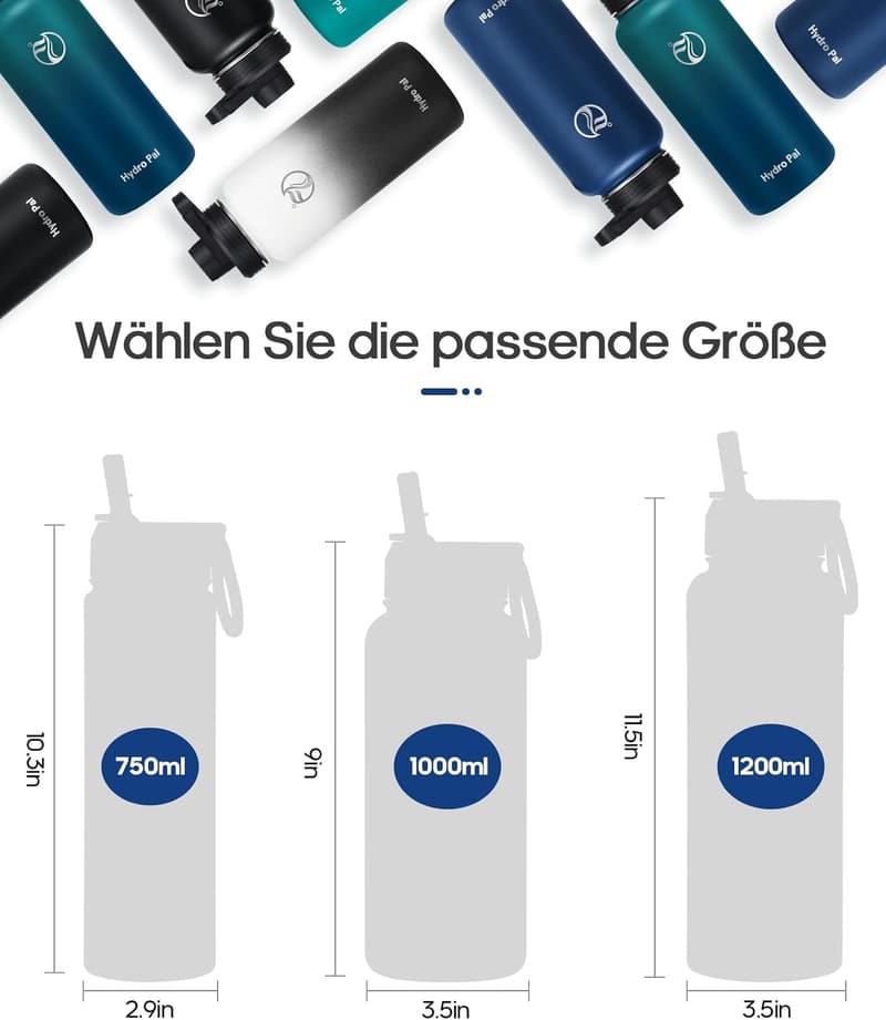 Isolierte Edelstahl-Trinkflasche für Sport - 750 ml, BPA-frei, auslaufsicher