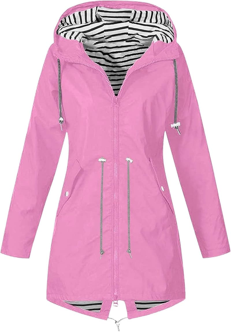 Damen Regenjacke S-5XL - Wasserdicht, atmungsaktiv, gefüttert, mit Kapuze