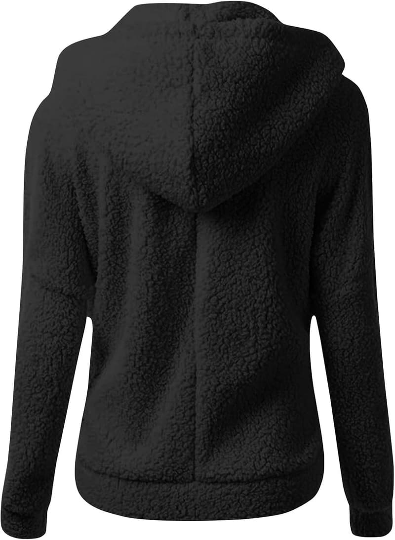 Warme Fleecejacke für Damen im Teddyfleece mit Kapuze