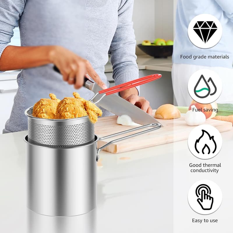 Mini-Fritteuse aus 304 Edelstahl für Camping und Picknick