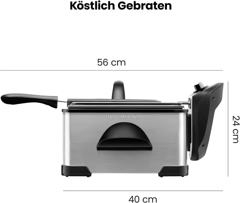 Chefman XL Jumbo Fritteuse 4,3 Liter mit Temperatur- und Timer-Einstellung