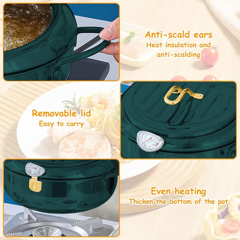 Edelstahl-Frittier-Topf für Tempura mit Deckel und Abtropfgestell, 24 cm