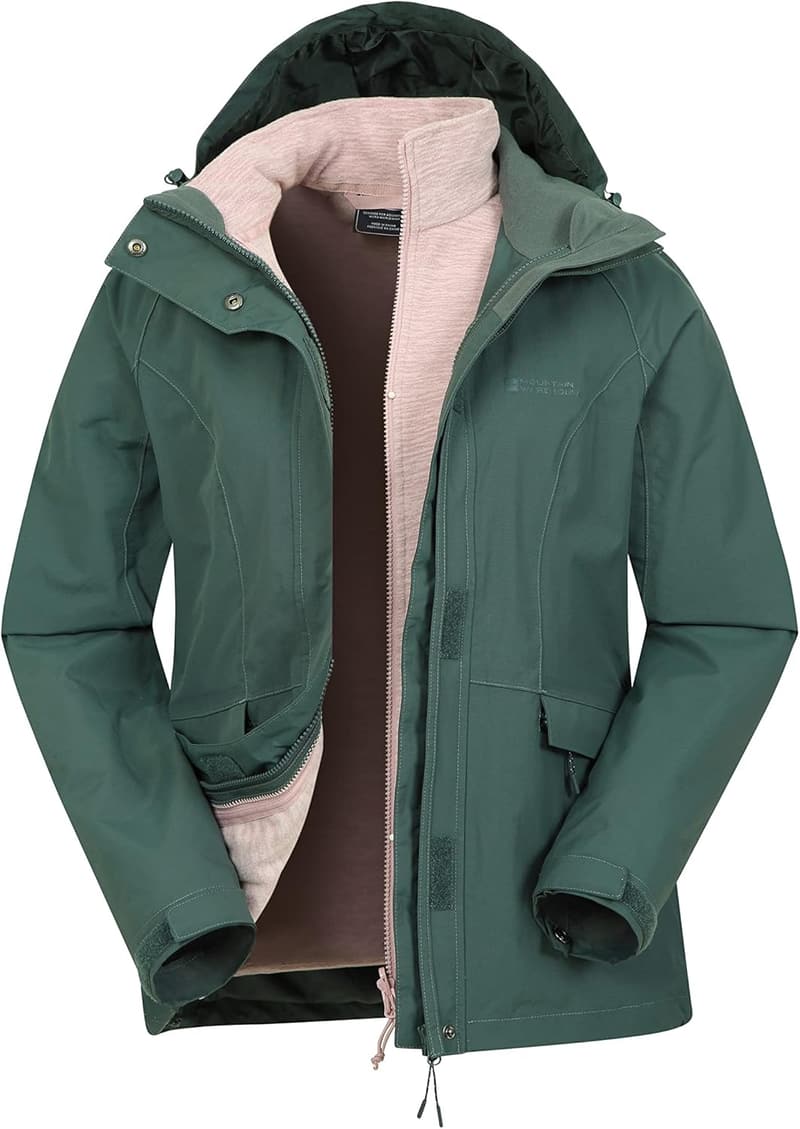 Damen 3-in-1 Regenjacke mit herausnehmbarer Fleece-Innenjacke