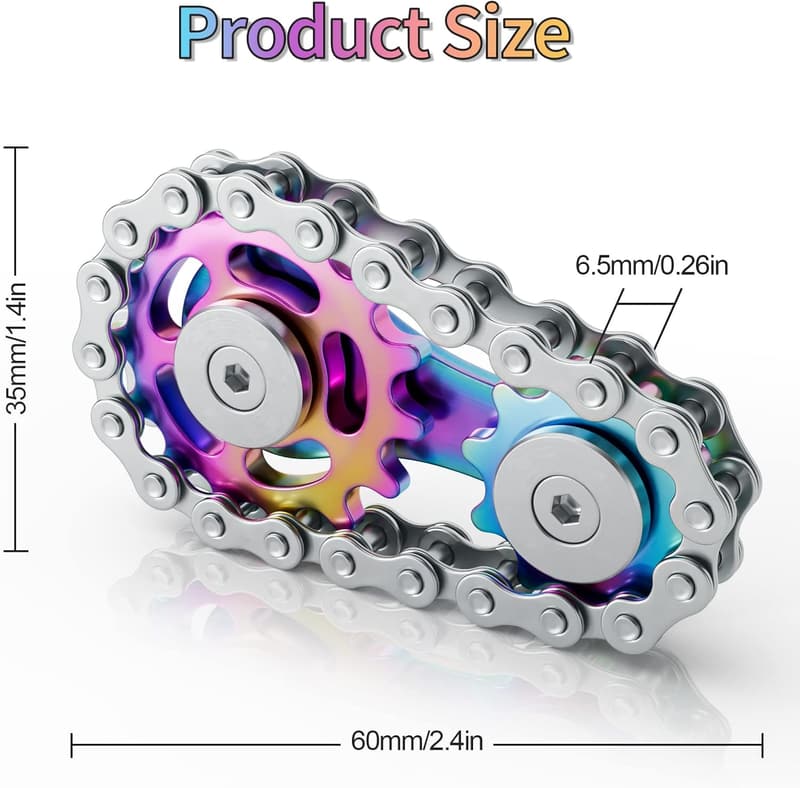 Fidget Spinner aus Metall mit Fahrradkette für Erwachsene und Kinder