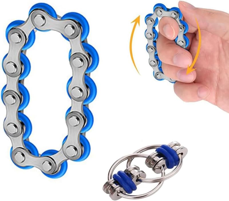 2 Stück Fidget Flippy Chain Spielzeug aus Edelstahl zur Stressbewältigung