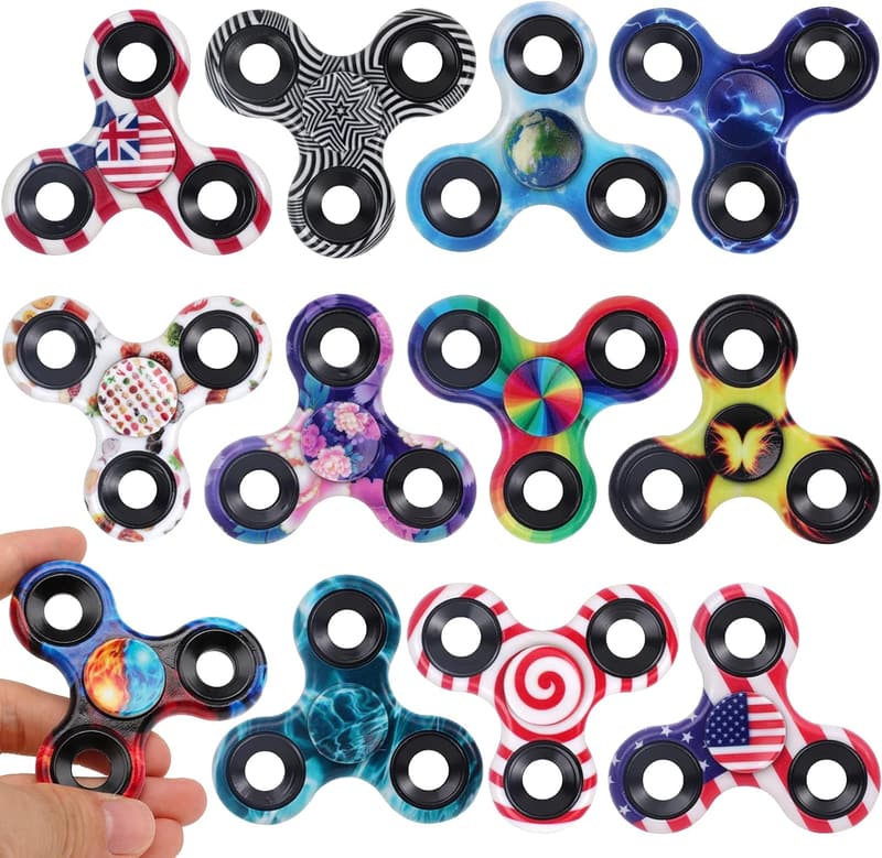 Fidget Spinner Paket für Kinder und Erwachsene – 12 Stück Stressspielzeug