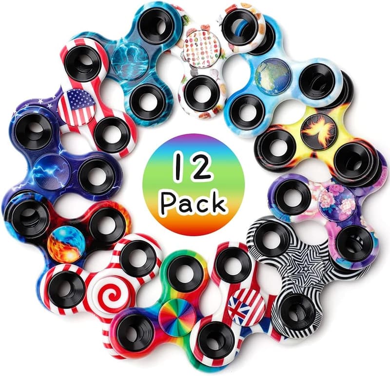 Fidget Spinner Paket für Kinder und Erwachsene – 12 Stück Stressspielzeug