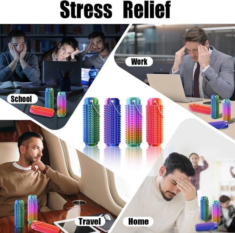 Sensorik Fidget Spielzeug für Erwachsene - 4 Spiky Grippies zur Stressbewältigung