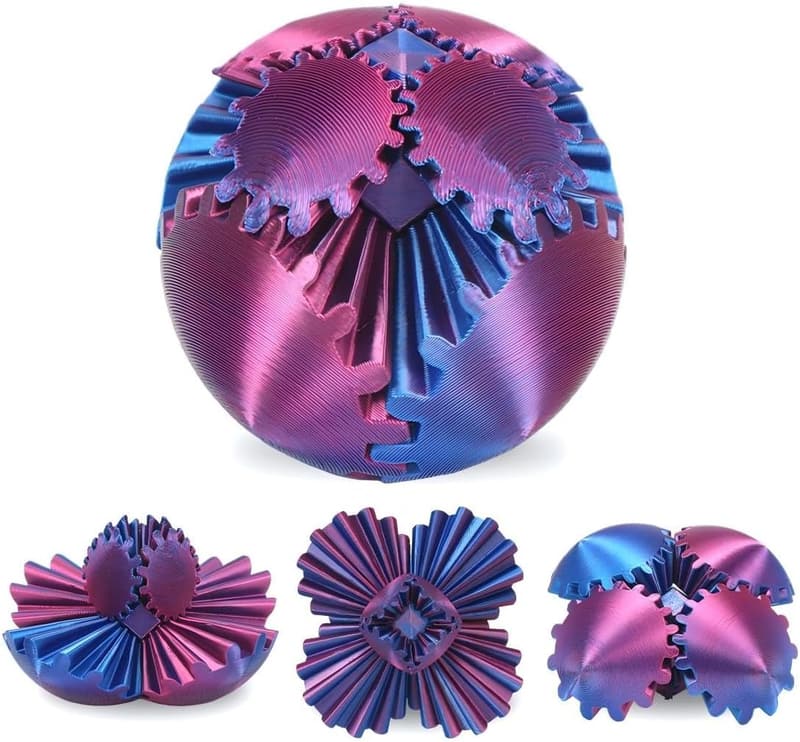 3D Gedruckter Anti-Stress Fidget Ball für Kinder und Erwachsene, Blau-Lila, Ø 6,5 cm