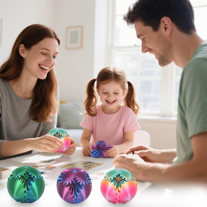 3D Gedruckter Anti-Stress Fidget Ball für Kinder und Erwachsene, Blau-Lila, Ø 6,5 cm