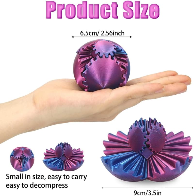 3D Gedruckter Anti-Stress Fidget Ball für Kinder und Erwachsene, Blau-Lila, Ø 6,5 cm