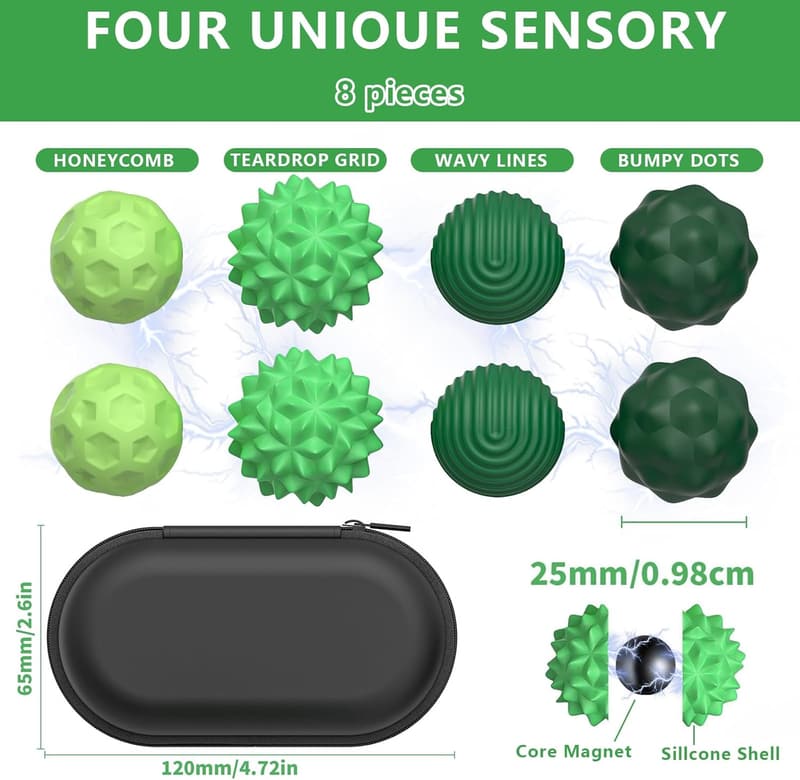 Magnetische Fidget Kugeln aus Silikon – 8 Stück Anti-Stress Spielzeug