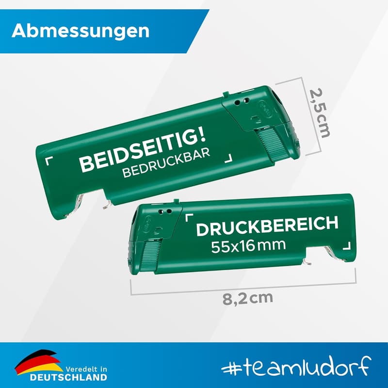 Personalisierte grüne Feuerzeuge mit Flaschenöffner - 50 Stück für Events