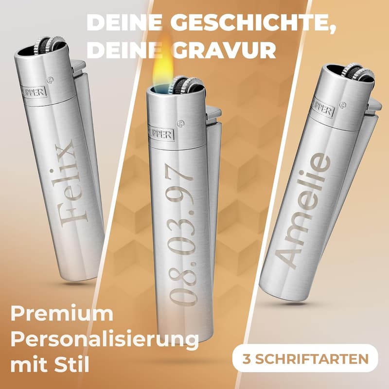 Personalisierter Clipper mit Gravur – Metallfeuerzeug für Männer