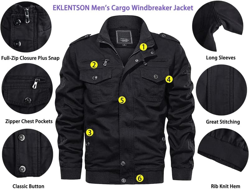 Herren Übergangsjacke im Cargo-Stil mit vielen Taschen für den Frühling
