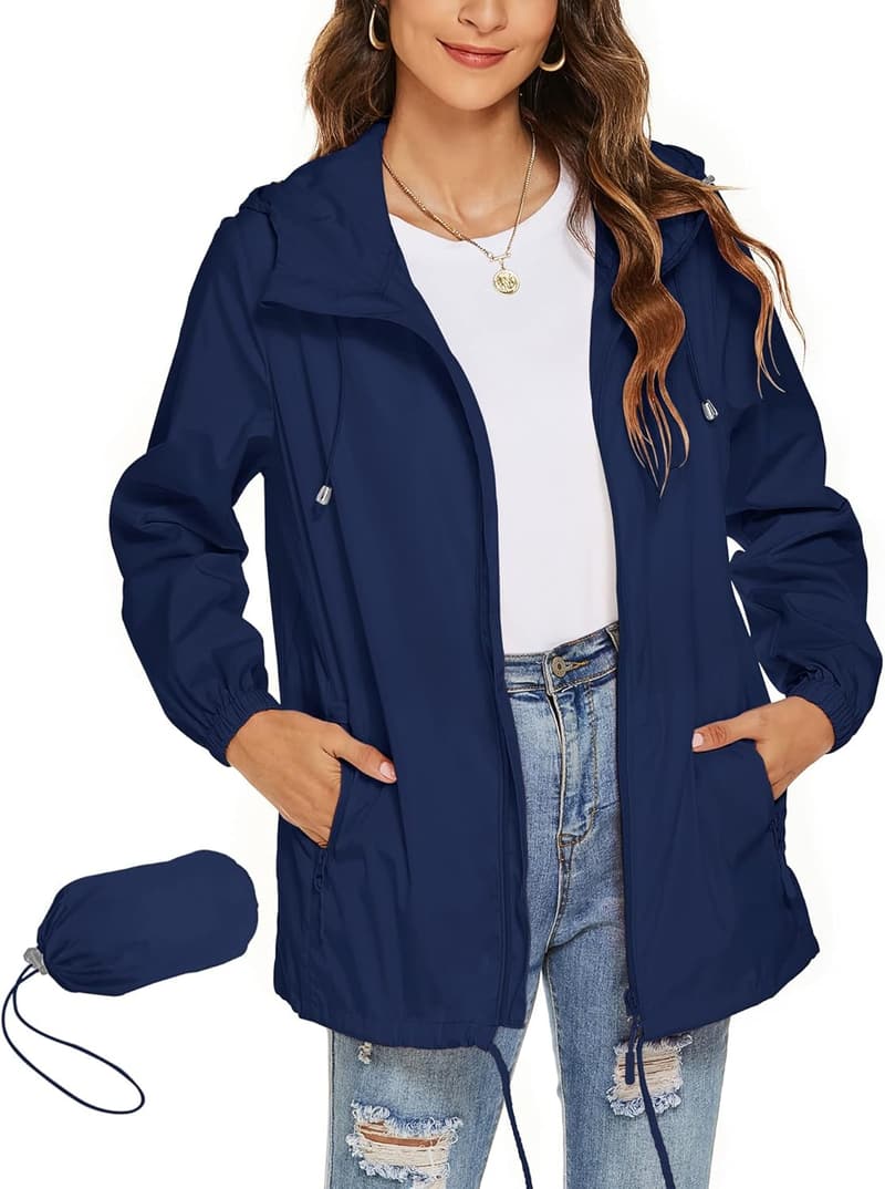 Leichte, wasserdichte Damen-Regenjacke für Reisen und Freizeit