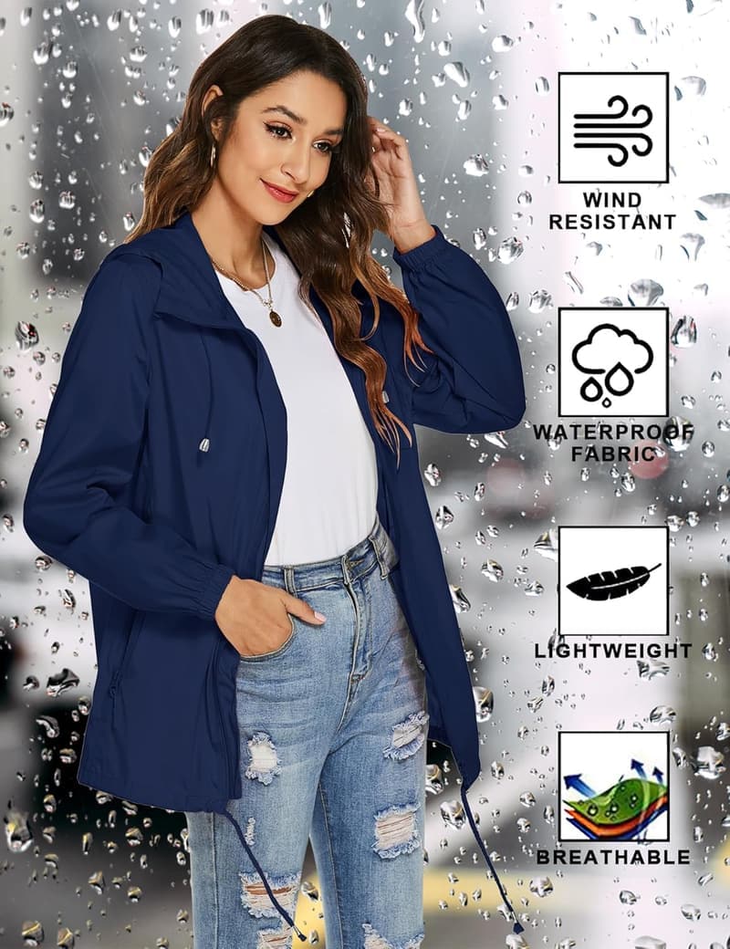 Leichte, wasserdichte Damen-Regenjacke für Reisen und Freizeit