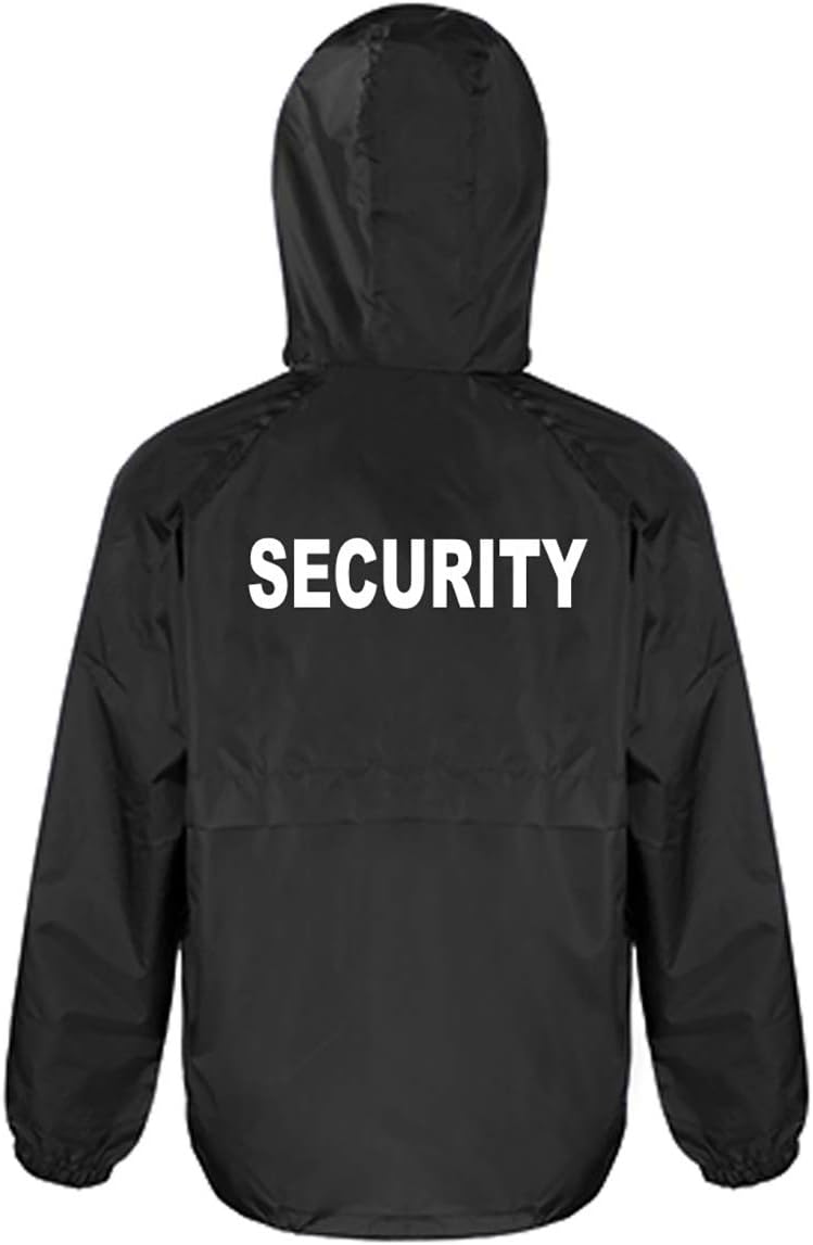 Sicherheits-Windbreaker/Regenjacke mit Kapuze, schwarz, wasserdicht, S-XXXL