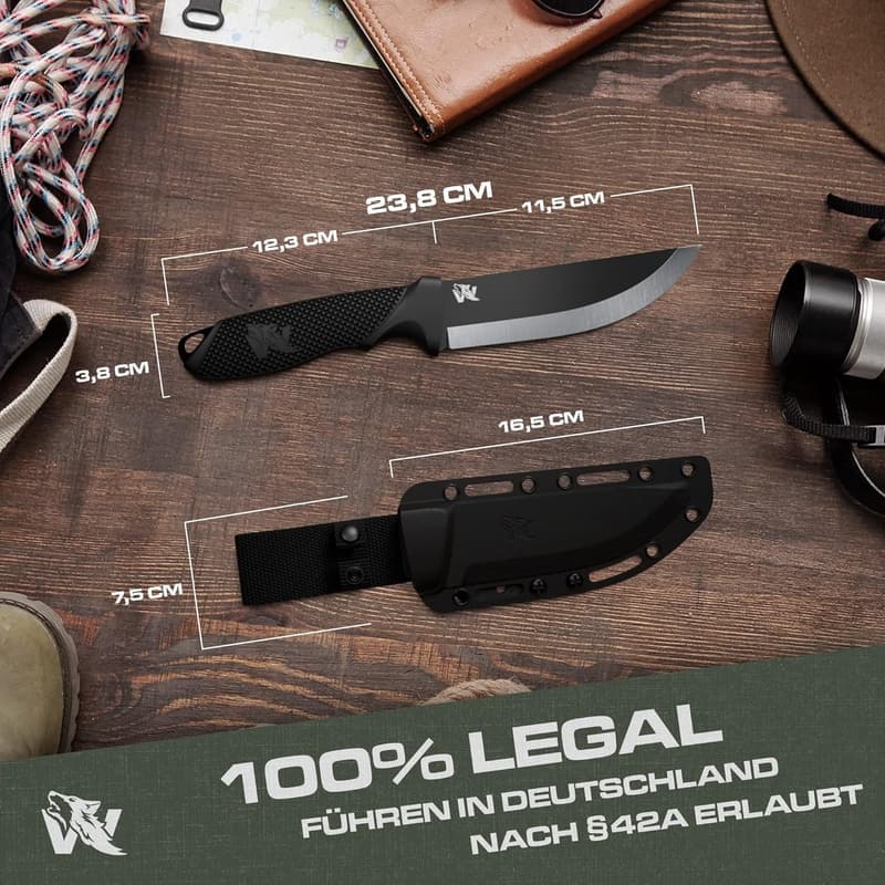 Wolfgangs W-SCANDI D2 Stahl Outdoor-Messer mit Scheide