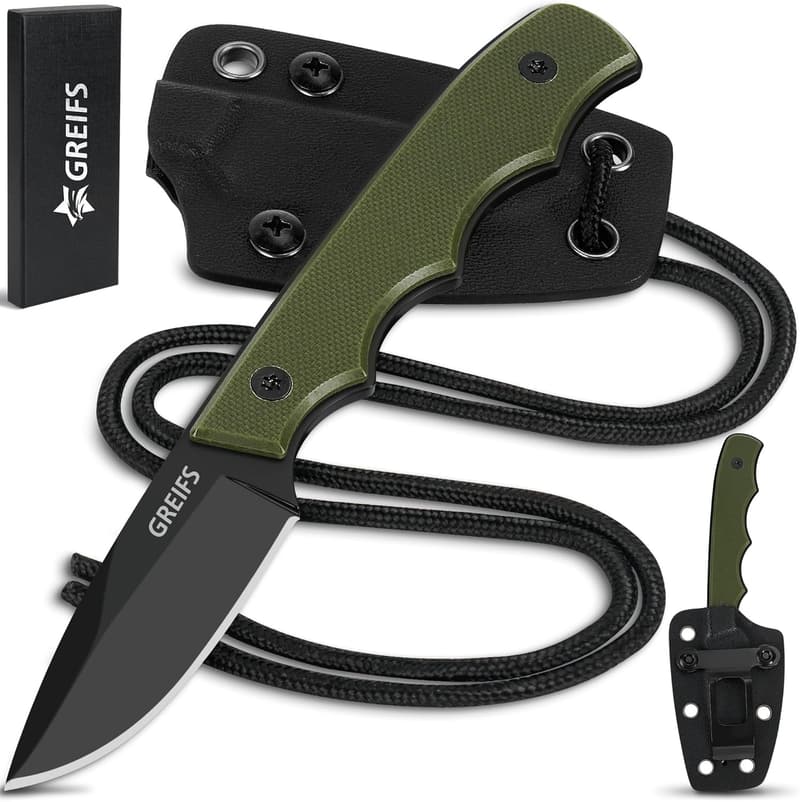 GREIFS? NEXUS Neck Knife - Tactical Survival EDC mit Kydex-Scheide